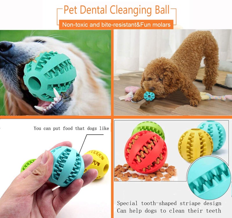 Sunglow 2 Pack Dog Toy Ballï¼ŒNontoxic Bite Resistant Teething Toys Balls for Small/Medium/Large Dog and Puppy Cat, Dog Pet Food Treat Feeder Chew Tooth Cleaning Ball Exercise Game IQ Training - Image 3